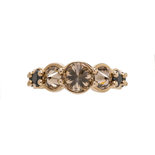 Black and Brown Diamond Spiked Ring