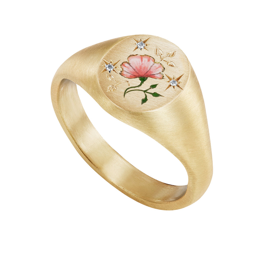 Cece Enamel and Diamond Rose Ring - Rings - Broken English Jewelry side angled view