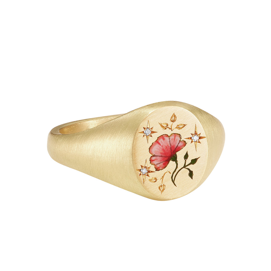 Cece Enamel and Diamond Rose Ring - Rings - Broken English Jewelry front angled view
