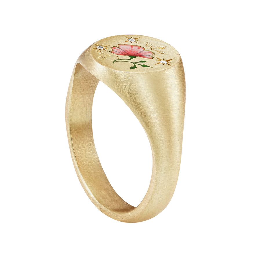 Cece Enamel and Diamond Rose Ring - Rings - Broken English Jewelry side view