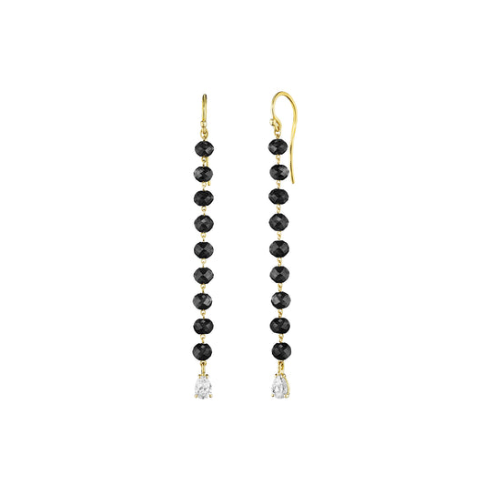 Reflections Single Drop Earrings - White Diamond and Black Diamond - Main Img