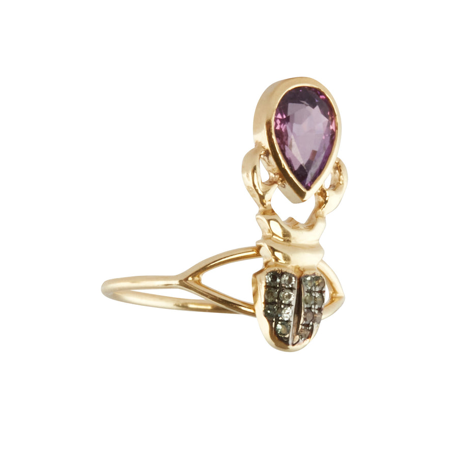 Daniela Villegas Pink Sapphire and Rhodolite Khepri Ring - Rings - Broken English Jewelry front angled view