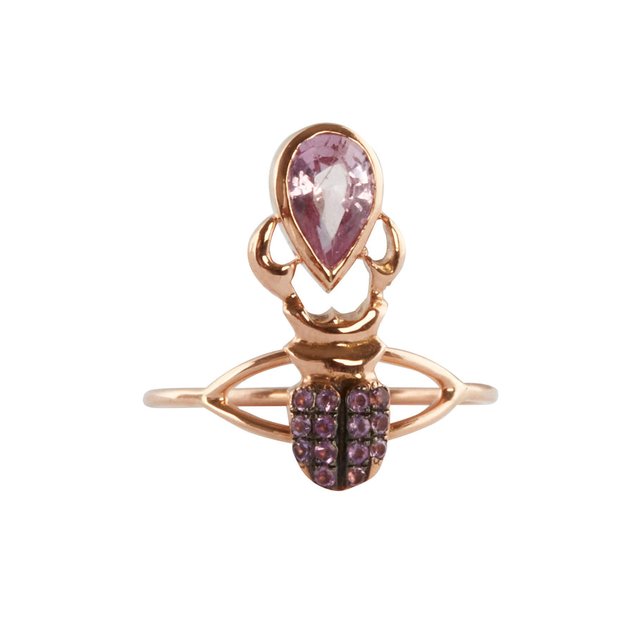Daniela Villegas Pink Sapphire and Burgundy Sapphire Khepri Ring - Rings - Broken English Jewelry, front view
