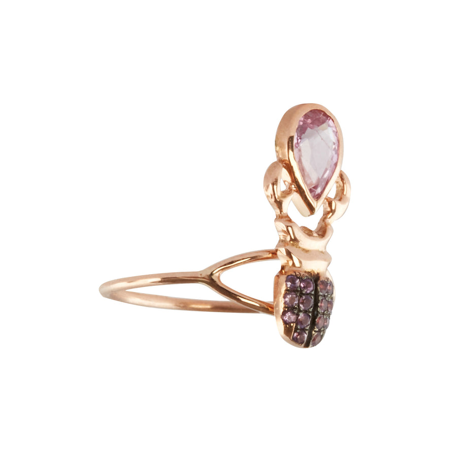 Daniela Villegas Pink Sapphire and Burgundy Sapphire Khepri Ring - Rings - Broken English Jewelry, front angled view