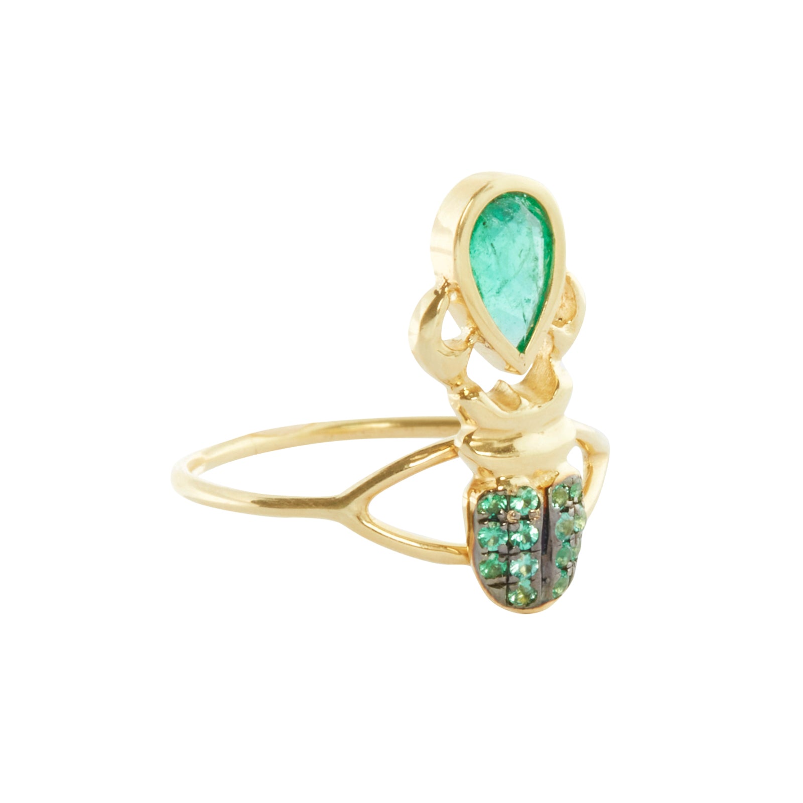 Daniela Villegas Emerald Khepri Ring - Rings - Broken English Jewelry side view