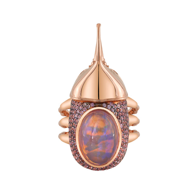 Opal and Lavender Sapphire Ostara Backyard Beetle Ring