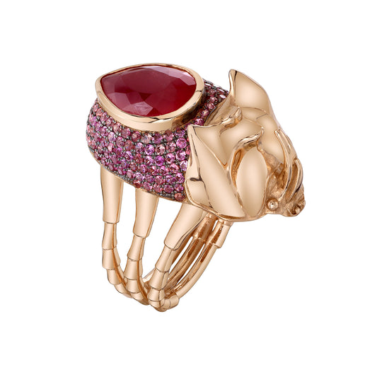 Raspberry Sapphire and Rhodonite Idun Ring - Main Img