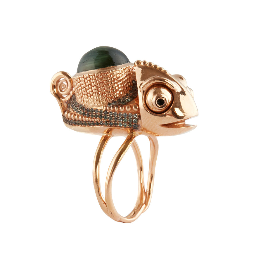 Daniela Villegas Isaac Newton Tourmaline and Sapphire Ring - Rings - Broken English Jewelry, side angled view