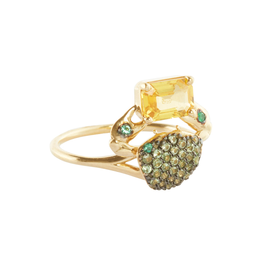Daniela Villegas Yellow Sapphire and Emerald Cosquilleo Ring - Rings - Broken English Jewelry side view