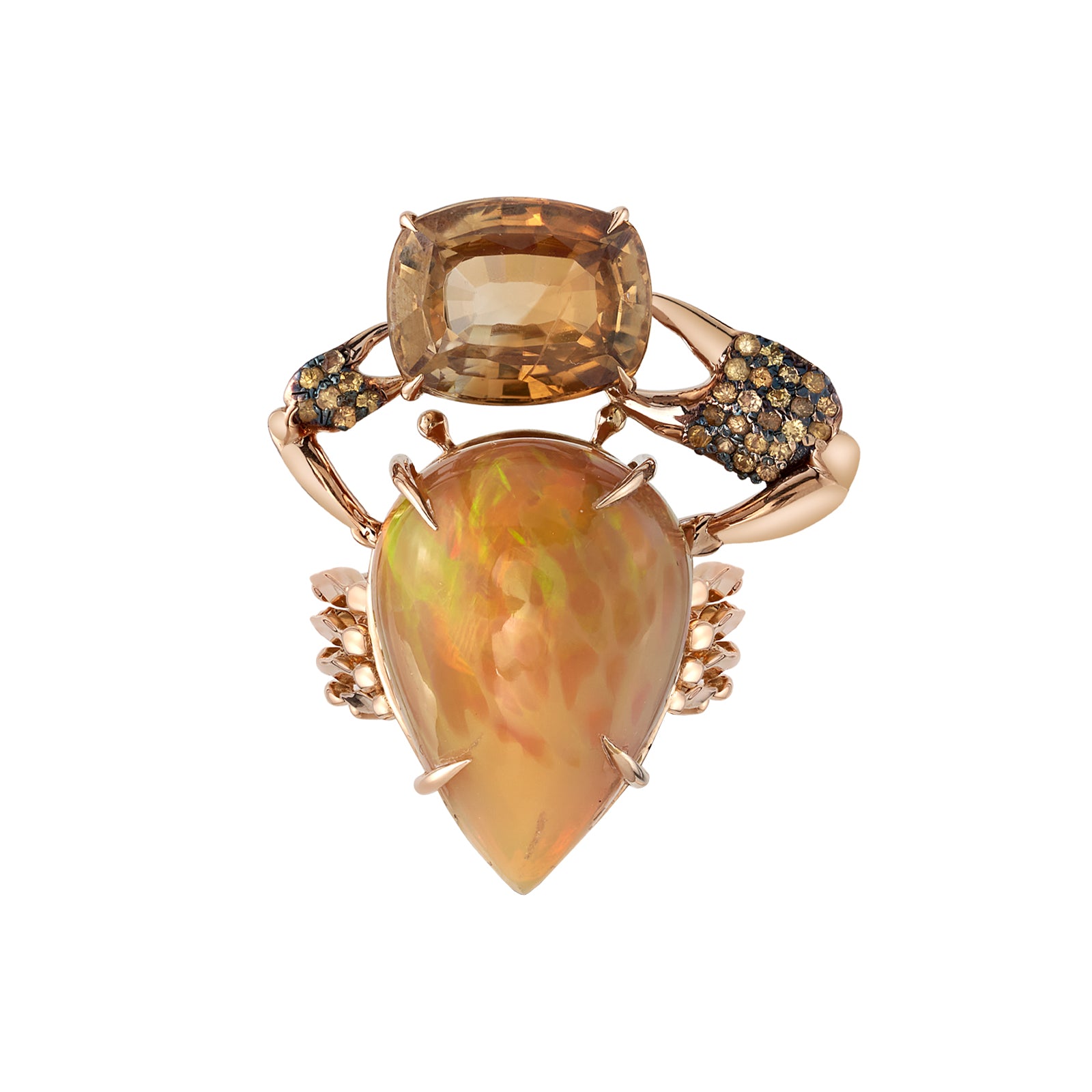 Daniela Villegas Opal and Sapphire Alignak Ring - Rings - Broken English Jewelry front view