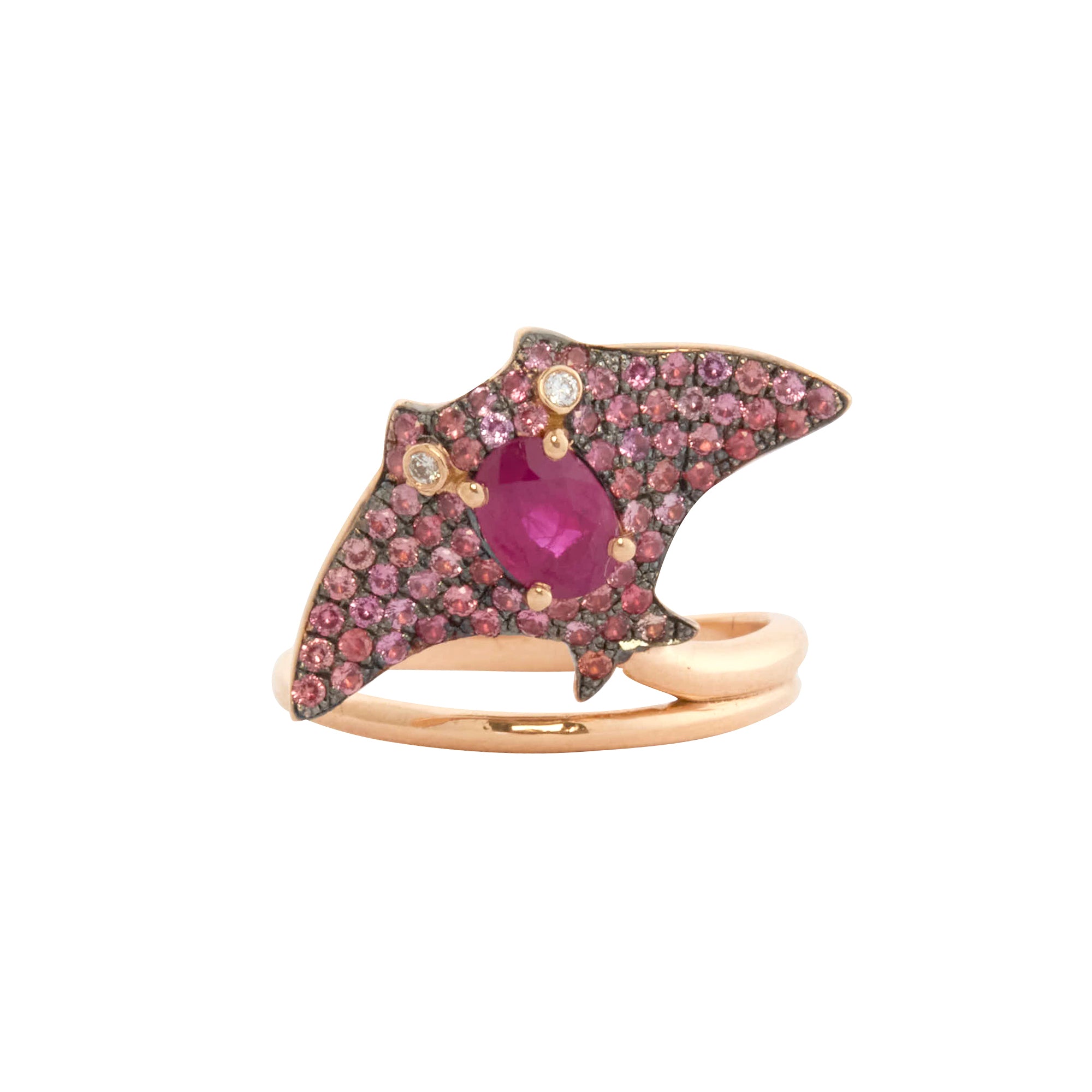 Daniela Villegas - Raspberry Sapphire, Ruby and Diamond Baby Manta Ray Ring