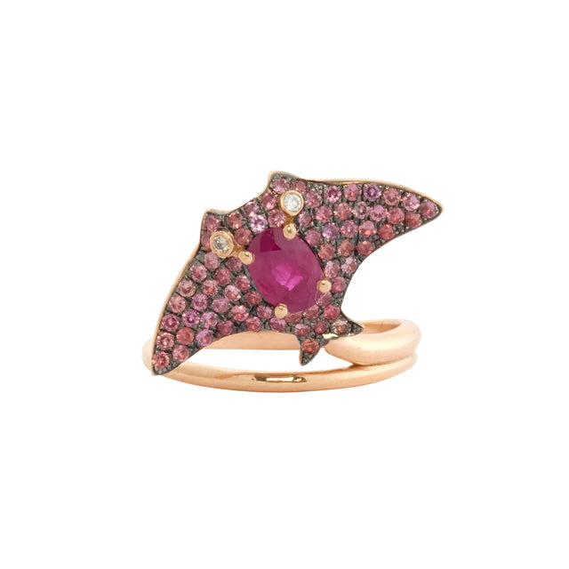 Daniela Villegas - Raspberry Sapphire, Ruby and Diamond Baby Manta Ray Ring