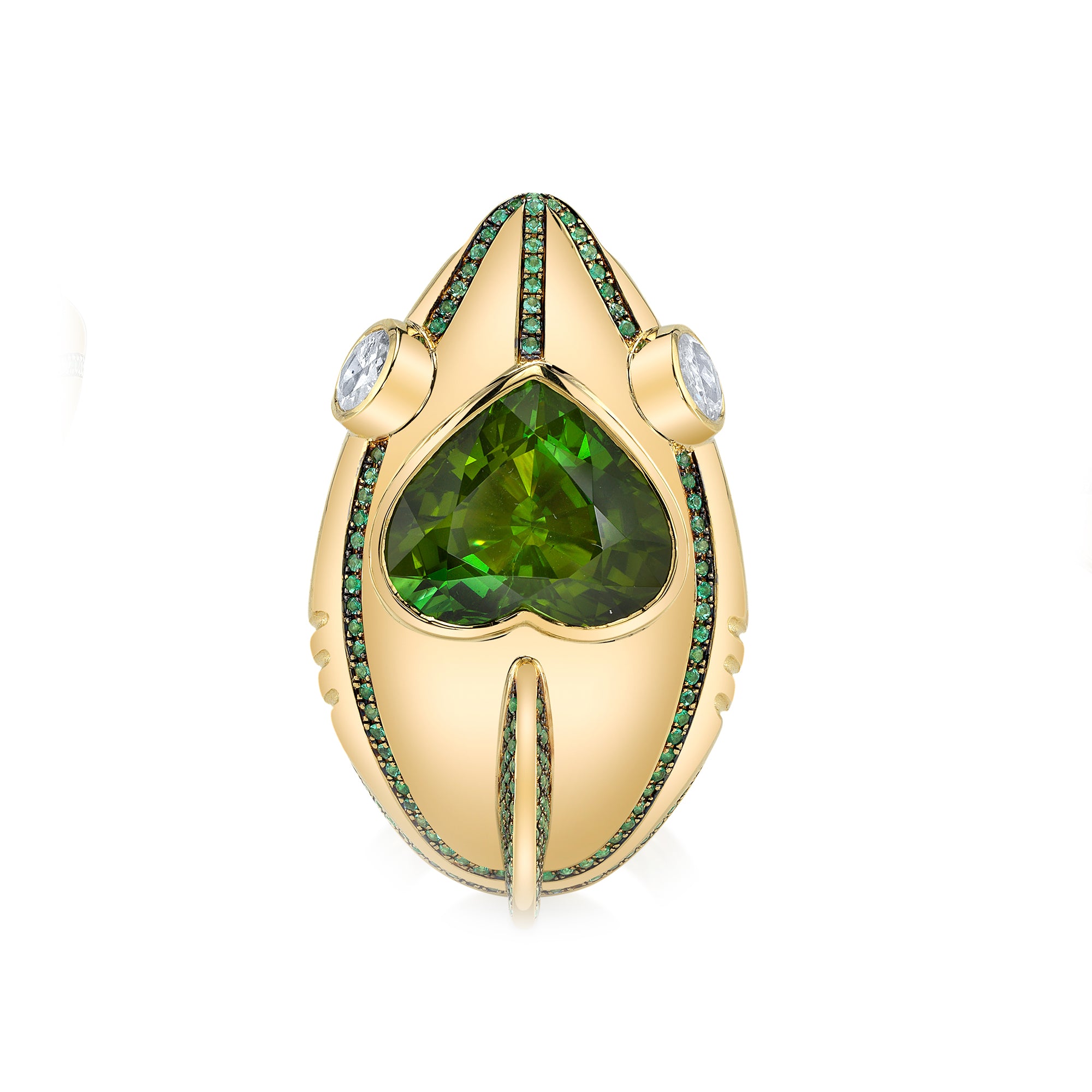 Diamond, Emerald and Green Zircon Jawsome Ring