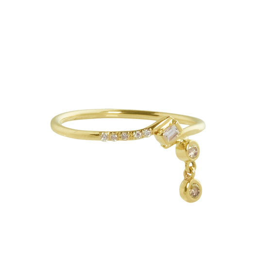 White Baguette Gravity Ring