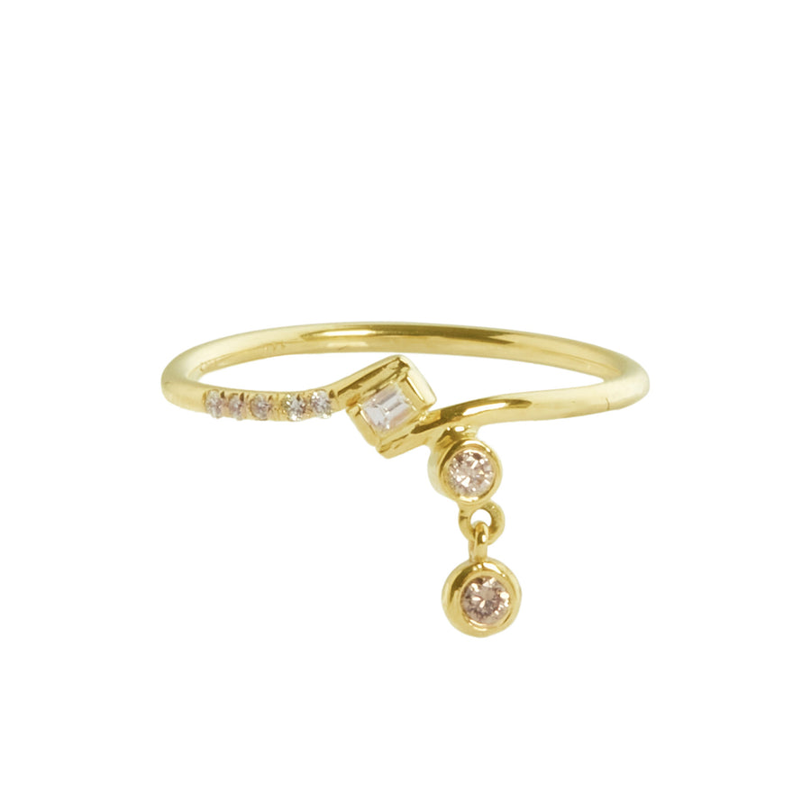 Xiao Wang White Baguette Gravity Ring - Rings - Broken English Jewelry front view