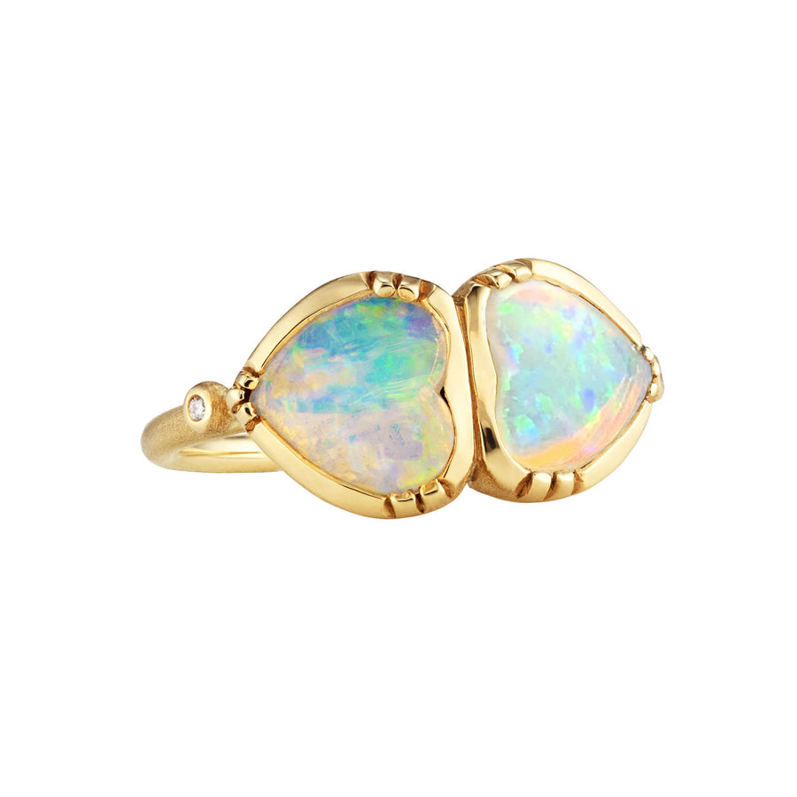 Brooke Gregson Double Opal Heart Ring - Rings - Broken English Jewelry side angled view