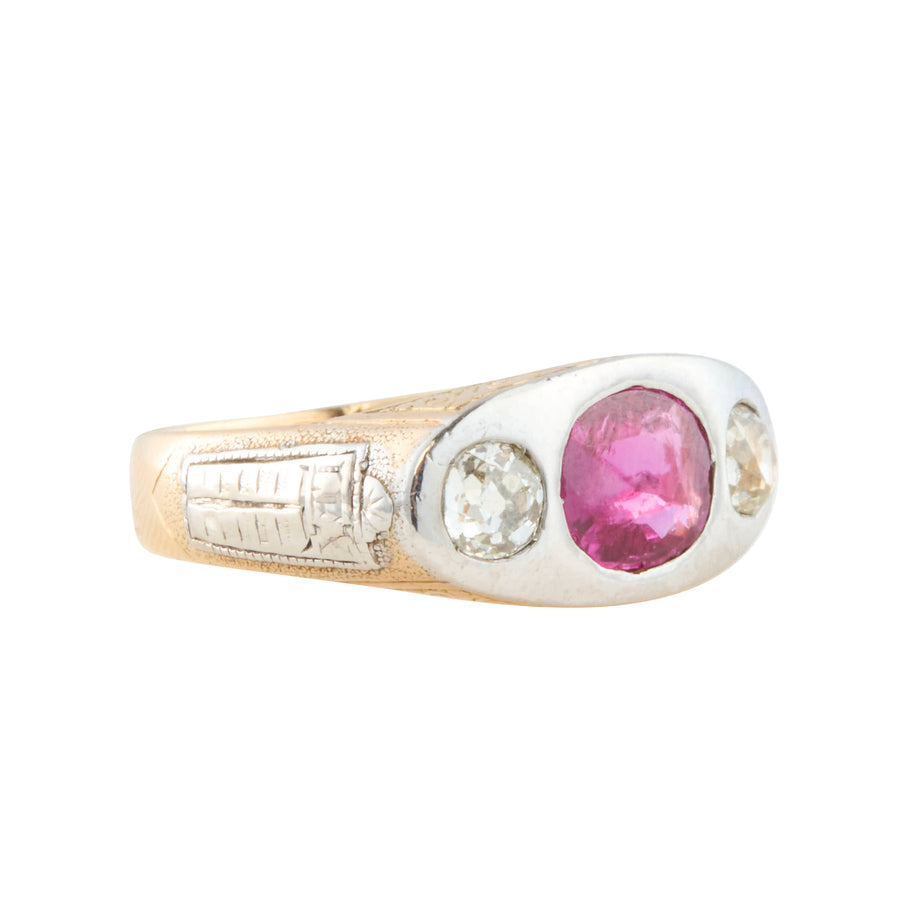 Diamond and Ruby Signet Ring