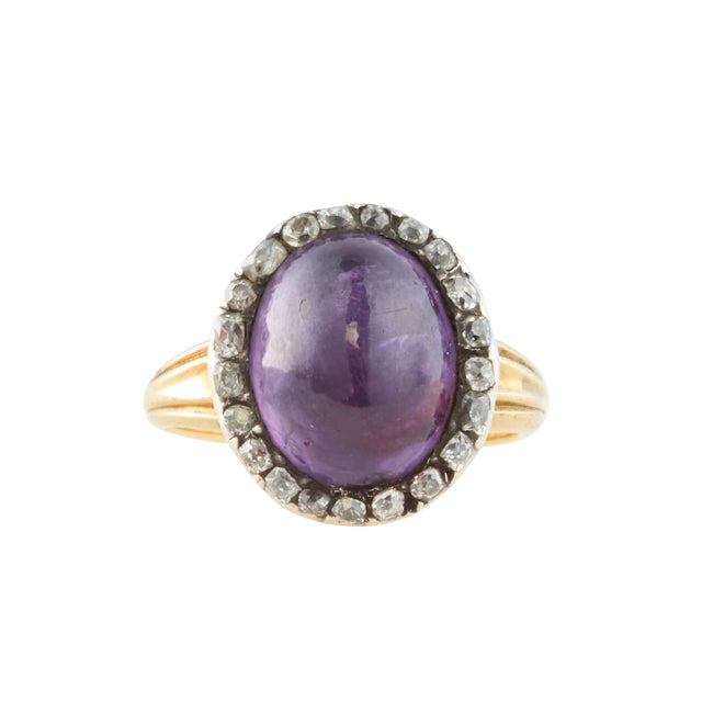 Purple Sapphire and Diamond Victorian Ring