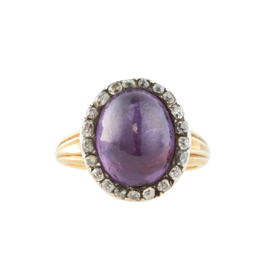 Purple Sapphire and Diamond Victorian Ring