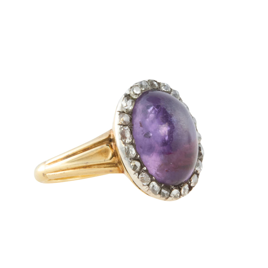 Purple Sapphire and Diamond Victorian Ring