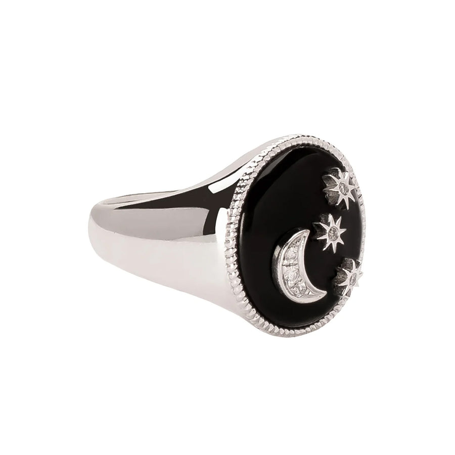 Colette Moon & Stars Onyx Signet Ring - Rings - Broken English Jewelry side view