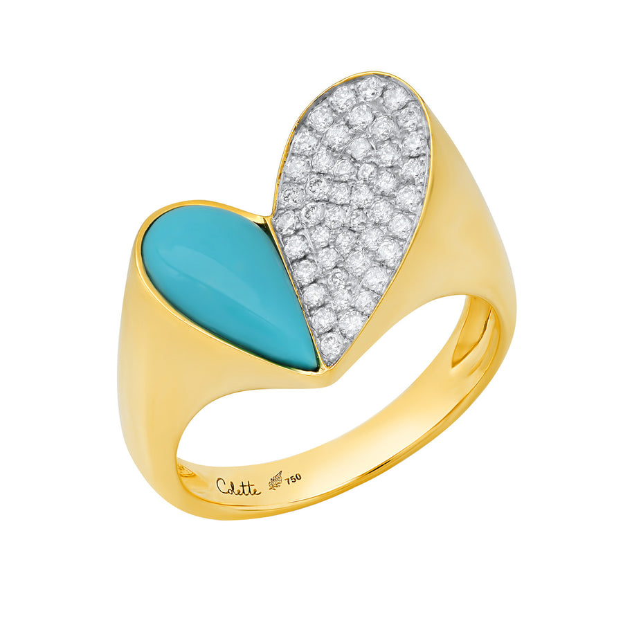 Colette Heart Penacho Ring - Turquoise - Rings - Broken English Jewelry front angled view