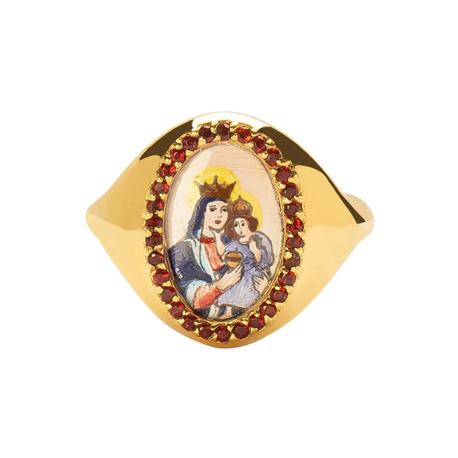 Colette Our Lady of Carme Santos Signet Ring - Rings - Broken English Jewelry front view