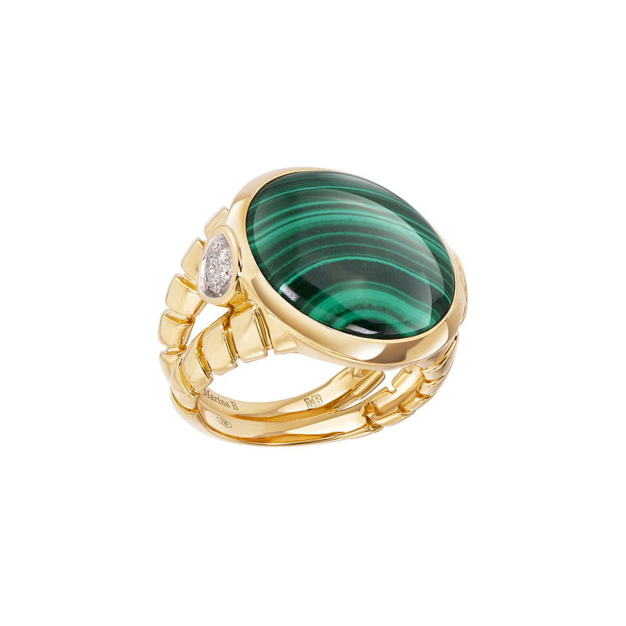 Marina B Malachite & Pave Diamond Soleil Ring  - Rings - Broken English Jewelry