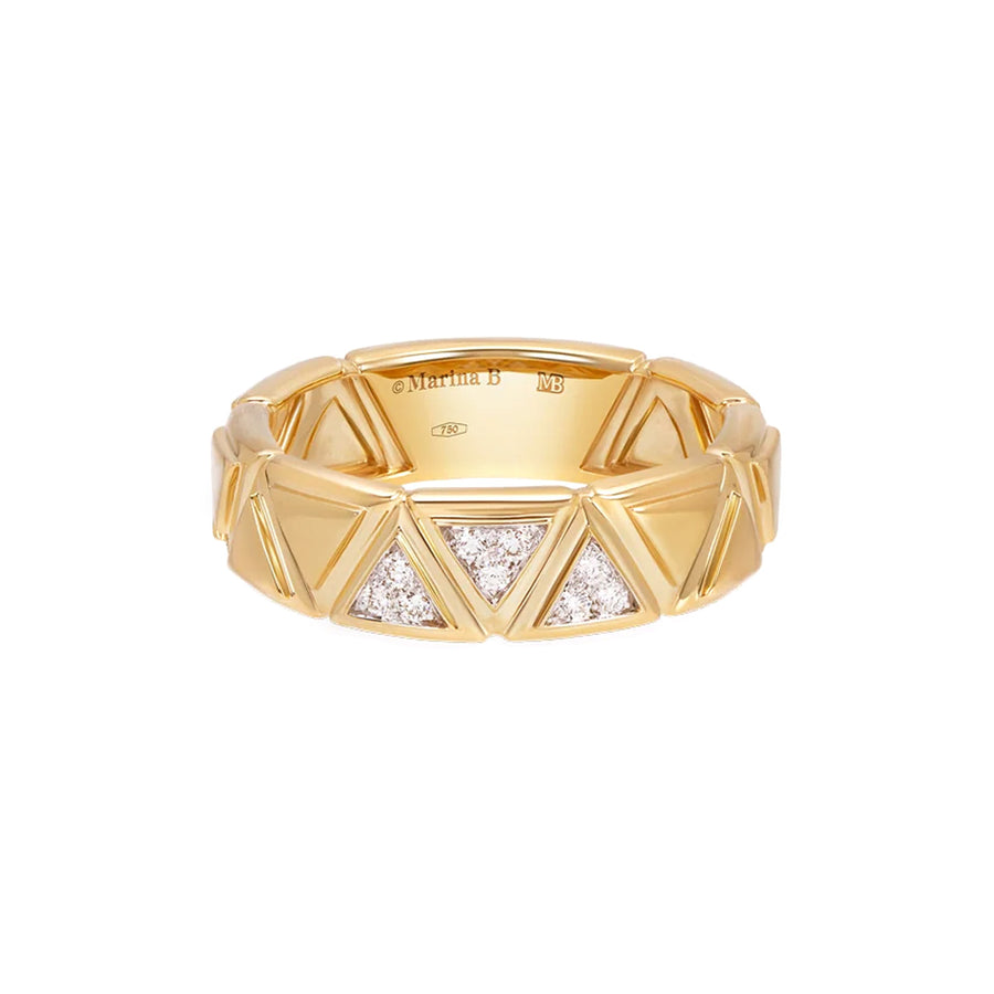 Marina B Three Pave Diamond Triangolini Ring - Rings - Broken English Jewelry, front view