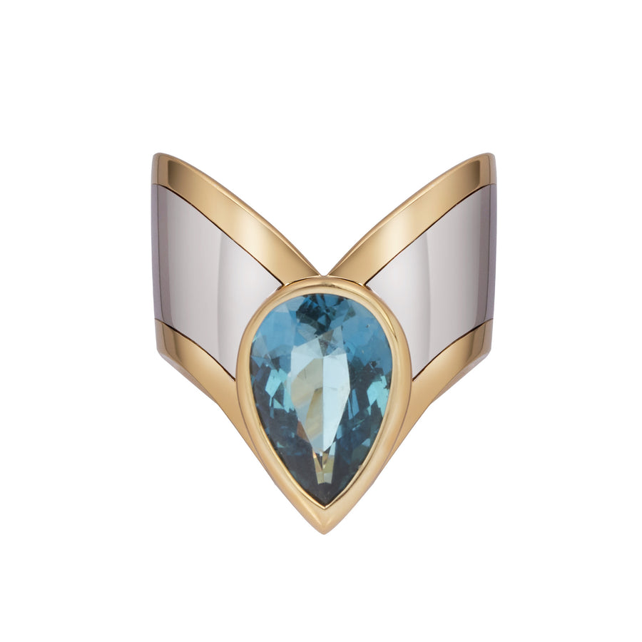 Marina B Far Fer Lance Ring - Pharaon Pear Topaz - Rings - Broken English Jewelry front view