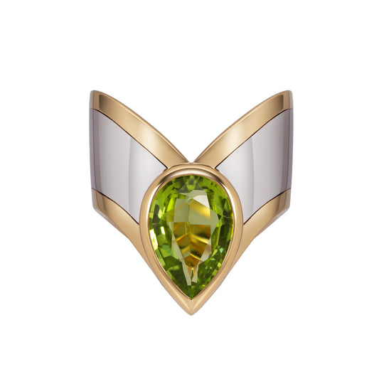 Pharaon Pear Peridot Ring - Main Img