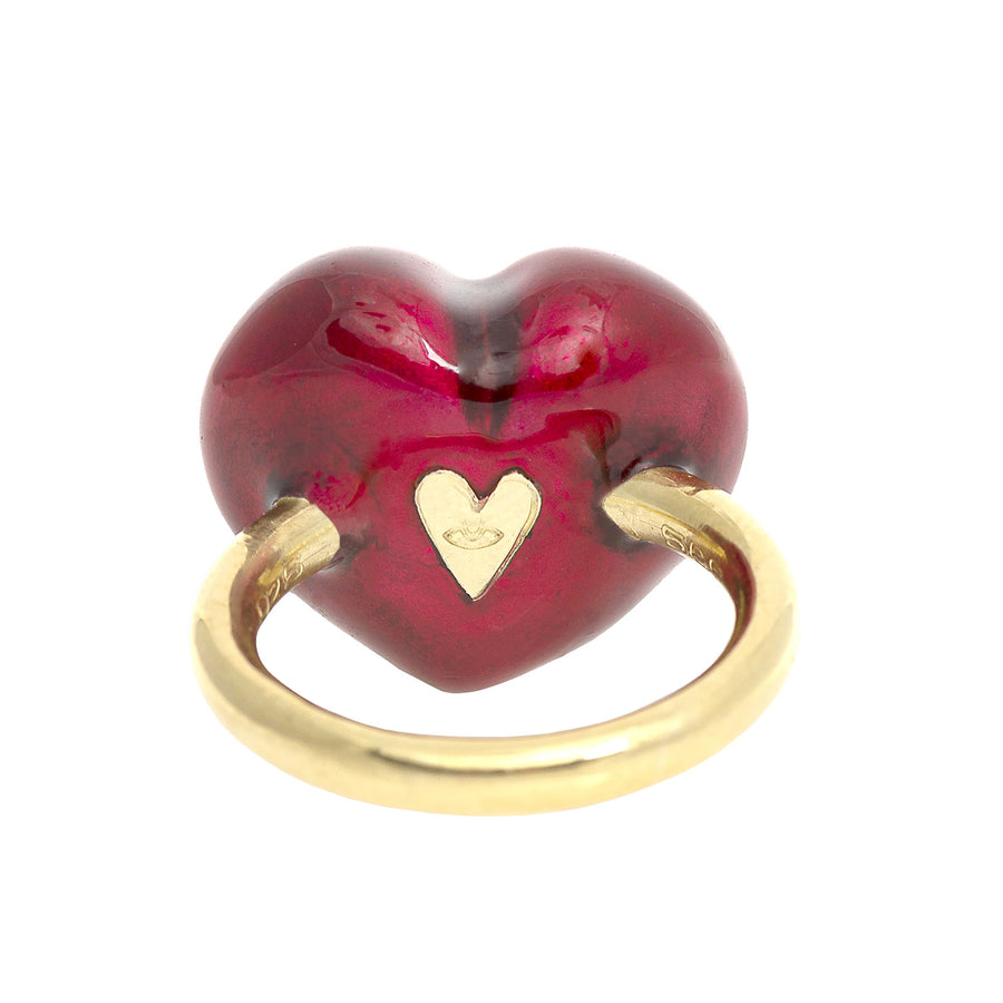 Christina Alexiou Red Bubble Heart Ring - Rings - Broken English Jewelry back view