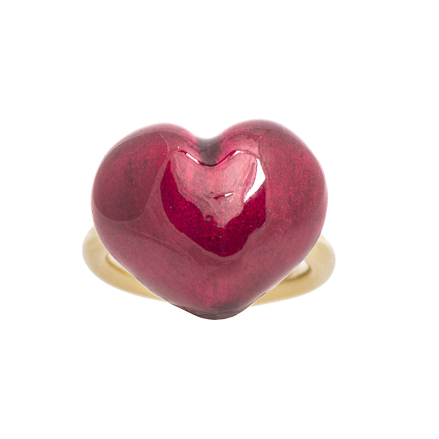 Christina Alexiou Red Bubble Heart Ring - Rings - Broken English Jewelry front view