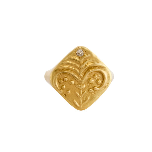 Diamond Palmyra Signet Ring - Main Img