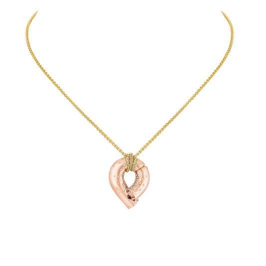 Large Pave Diamond Oera Pendant Necklace - Rose Gold