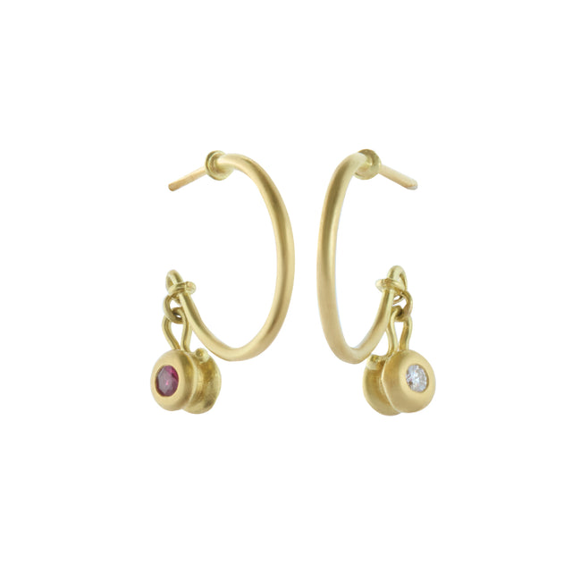 Small Diamond and Ruby Incanto Hoops