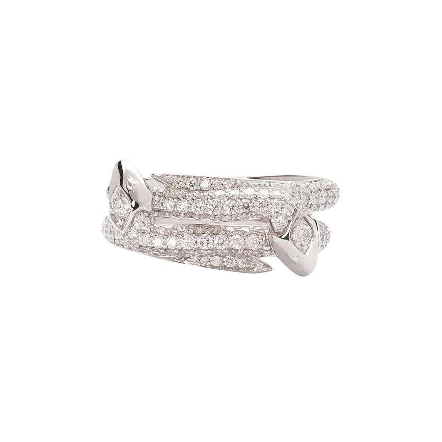 Foundrae Snake Bookend Band - Pave Diamond - Rings - Broken English Jewelry front view