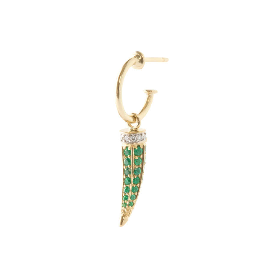 Horn Earring - Emerald and Diamond