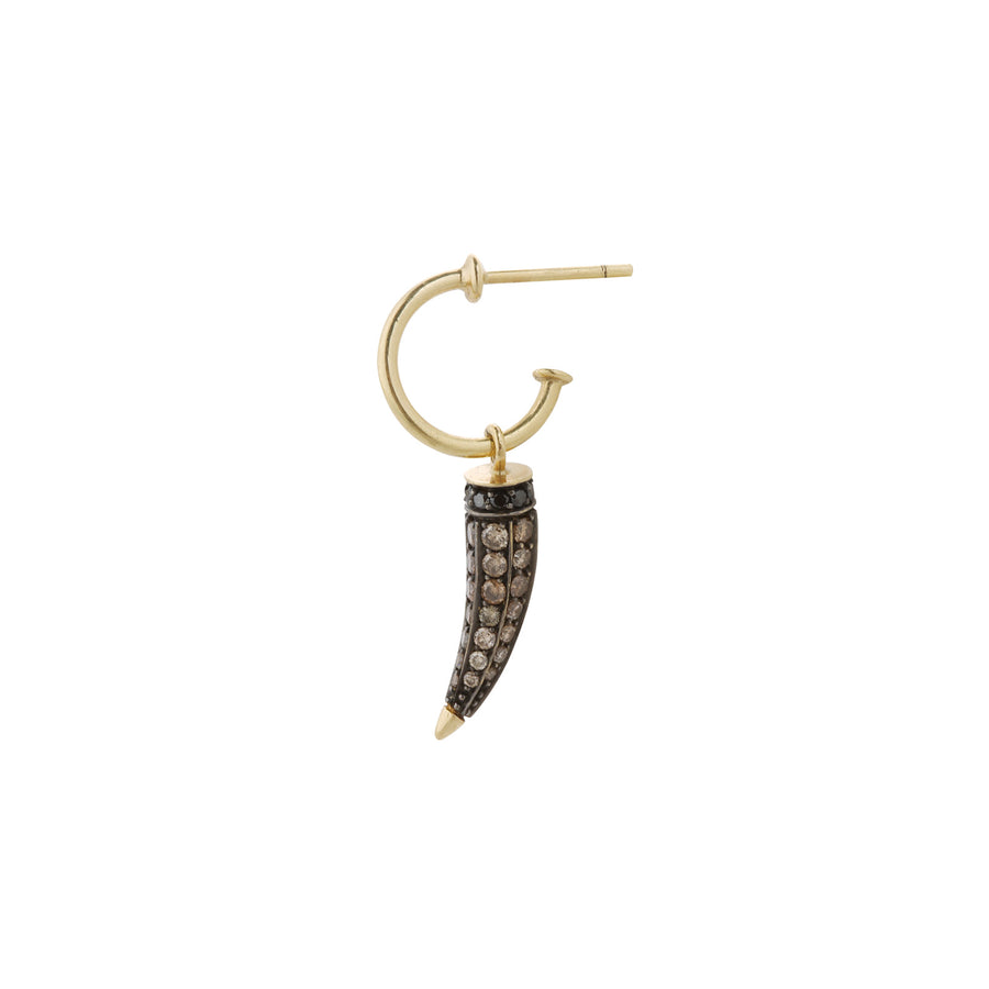 Ara Vartanian Large Horn Earring - Black & Brown Diamonds - Earrings - Broken English Jewelry side view