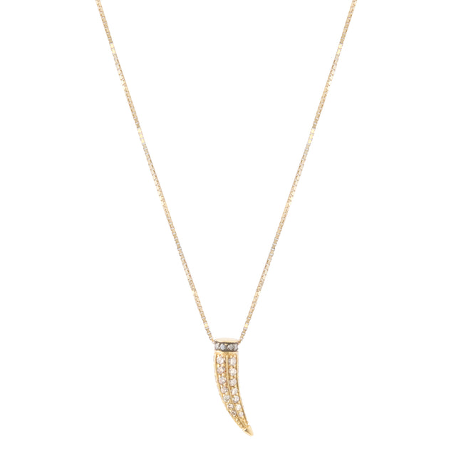 Horn Pendant Necklace - Black Diamond and Brown Diamond