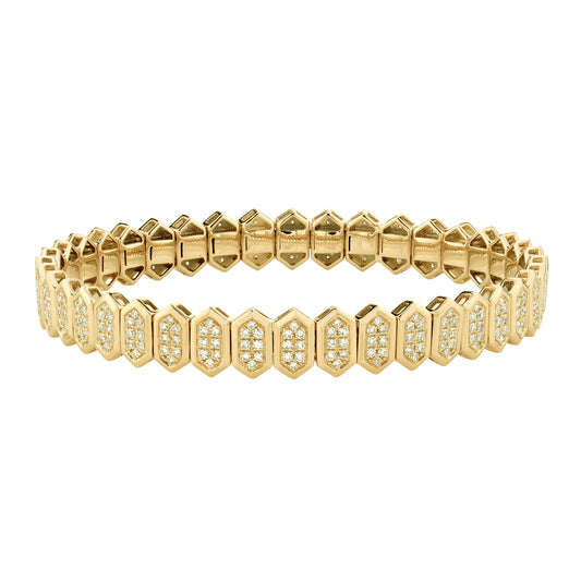 Diamond Elongated Hexagon Stretch Bracelet - Main Img