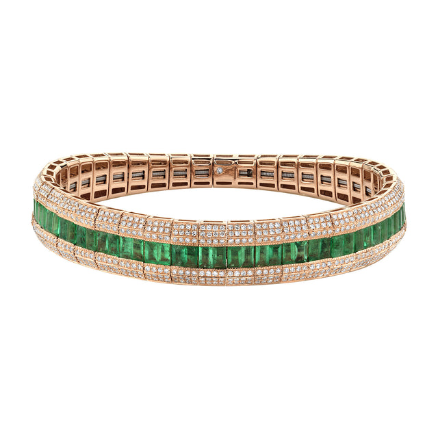 Scales Stretch Bracelet - Emerald & Diamond