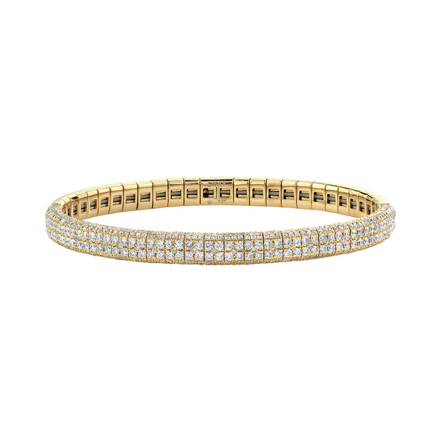 SHAY Double Row Pave Stretch Bangle Bracelet  - Bracelets - Broken English Jewelry