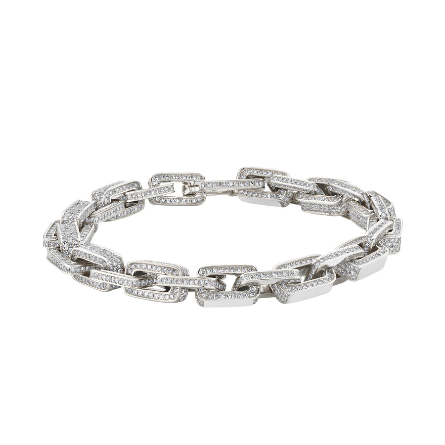 SHAY Deco Link Bracelet - White Gold - Bracelets - Broken English Jewelry front view