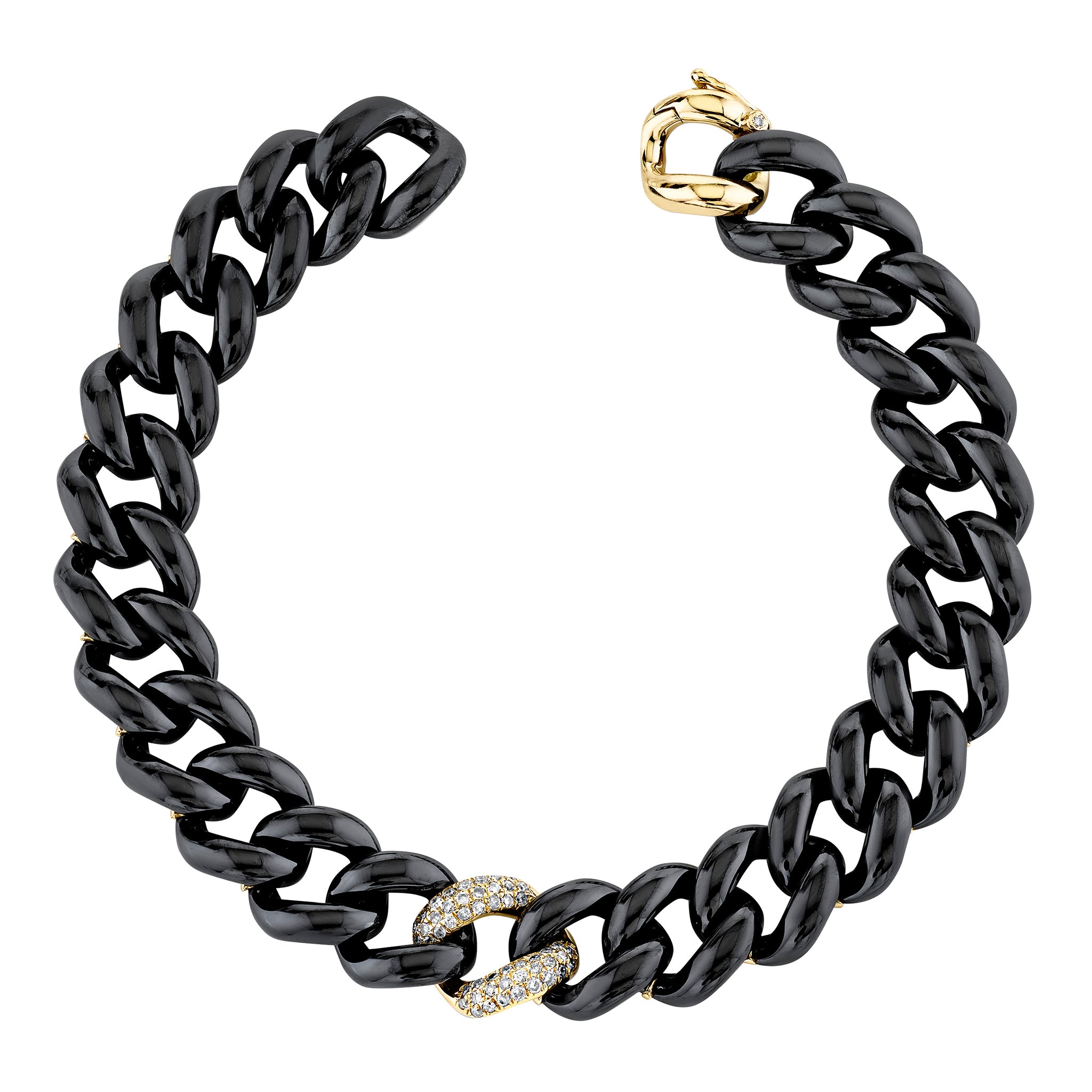 Single Pave Diamond and Black Ceramic Essential Bracelet