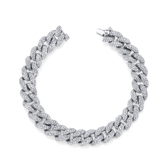 Essential Pave Diamond Link Bracelet - White Gold - Main Img