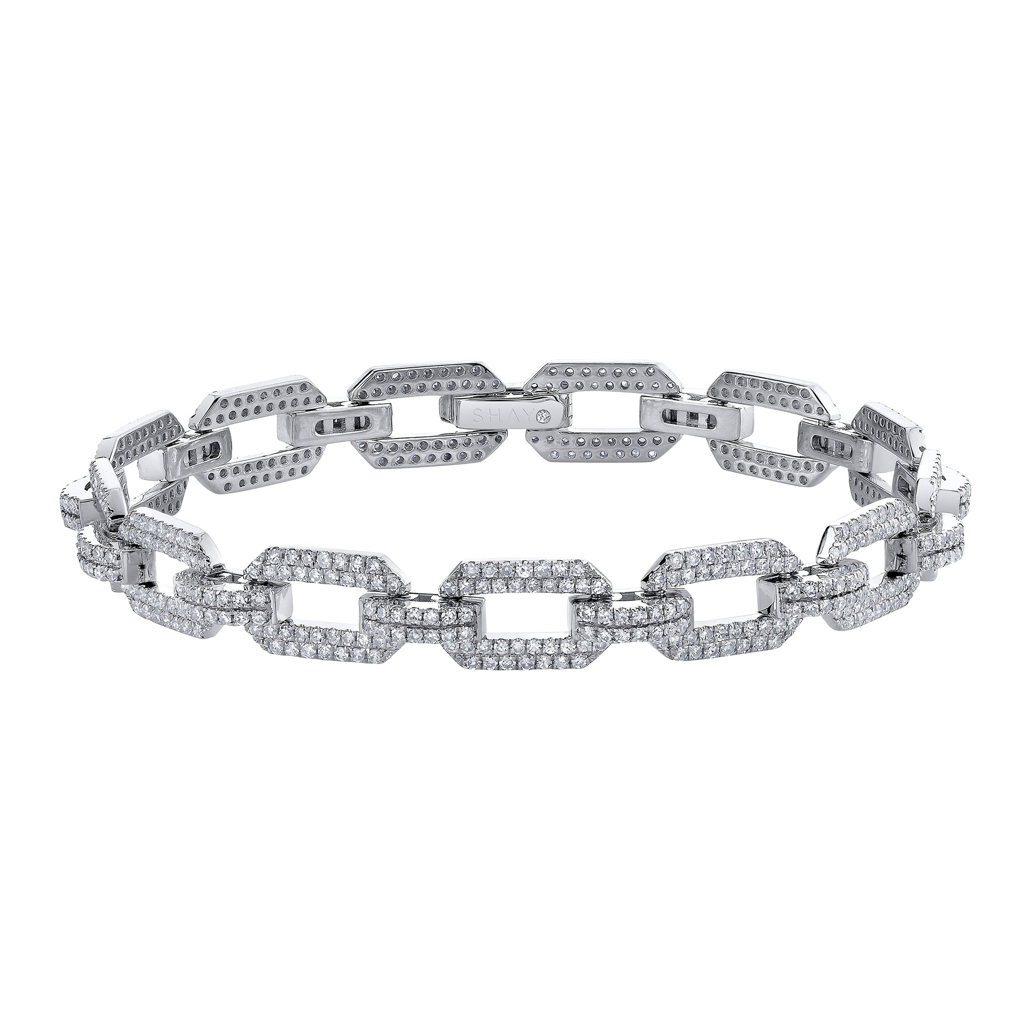 Diamond Pave Geo Flat Link Bracelet