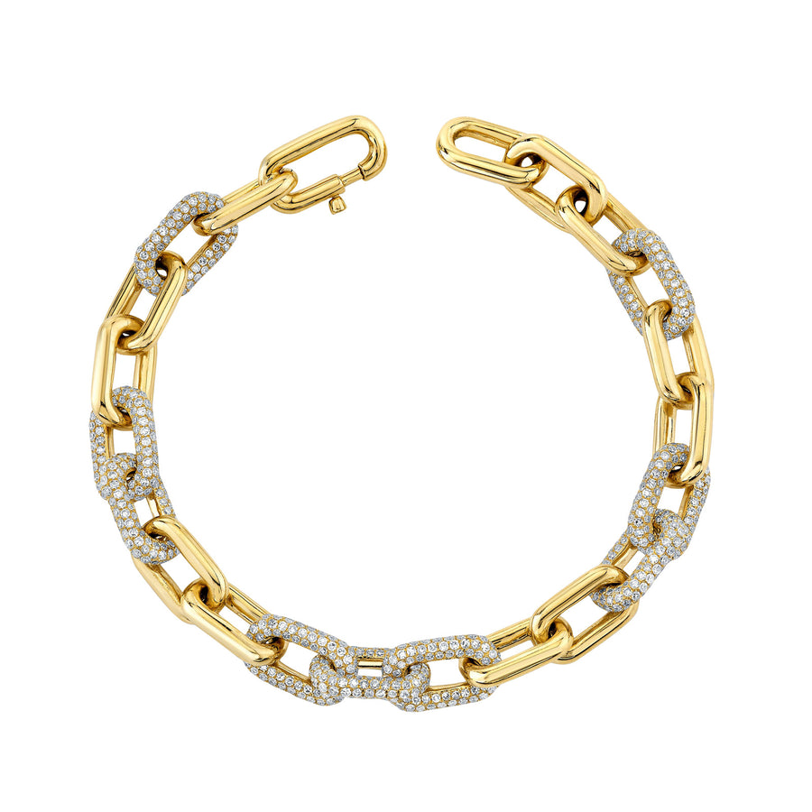 Pave Diamond Alternating Cable Link Bracelet