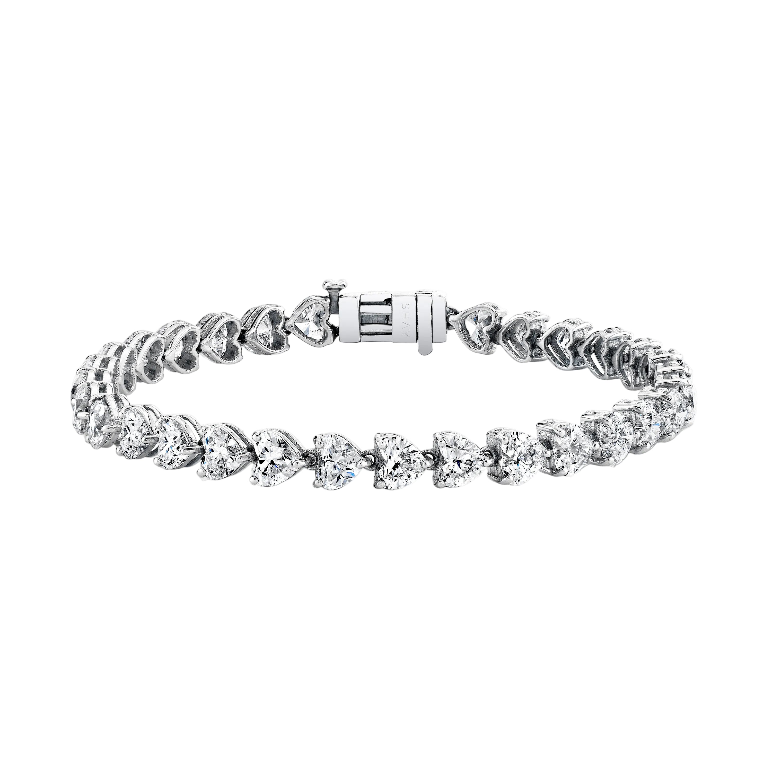 Diamond Heart Tennis Bracelet in 18K White Gold