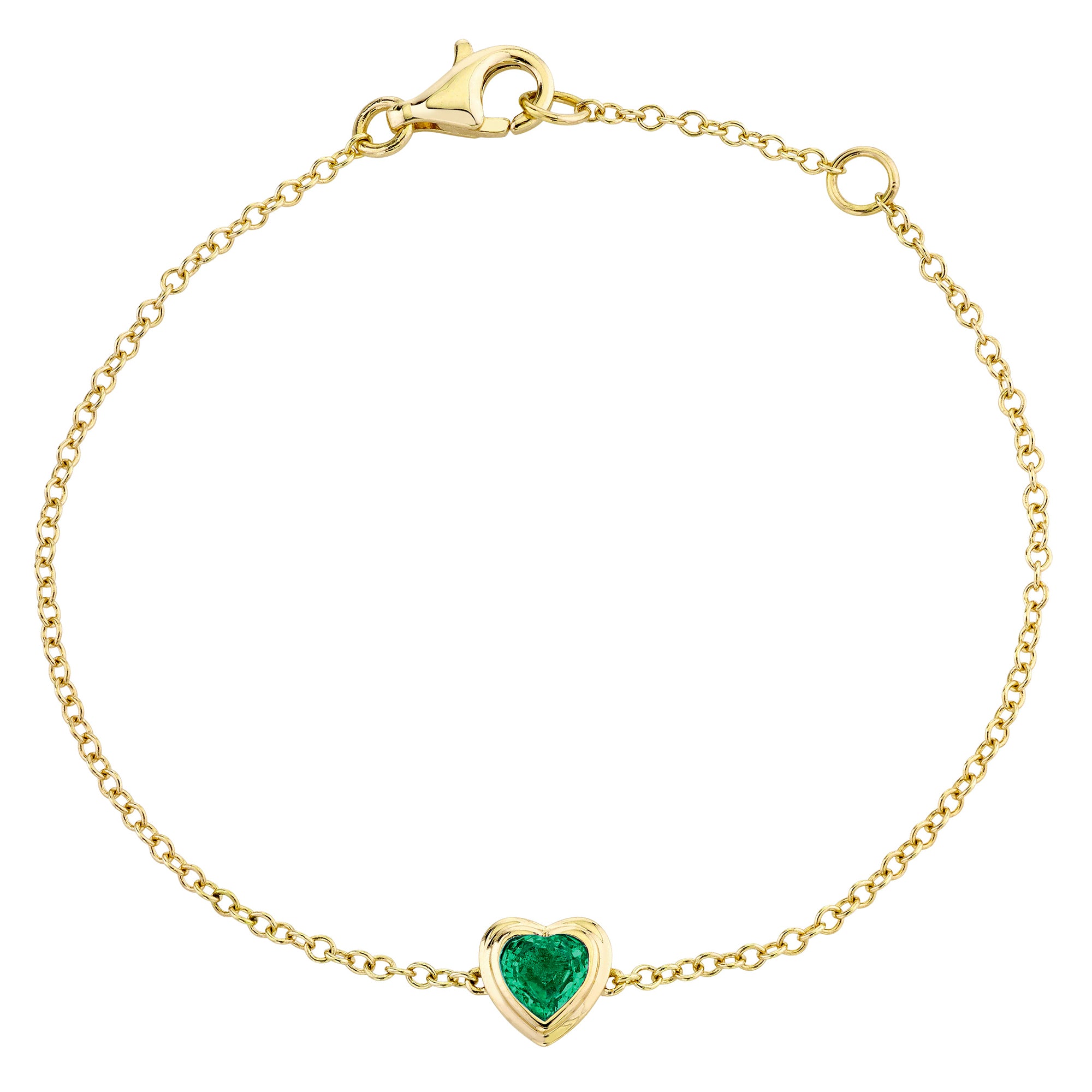 Emerald Bezel Heart Drop Bracelet